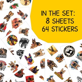 64pcs Belgian Malinois Stickers Waterproof Decals for Water Bottles Laptop Luggage Computer Scrapbooking Teens Adults Girls Kids Funny Party Birthday Decorations