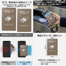 FUYUERO Magnetic Anti-Magnetic Sheet, Electromagnetic Interference Protection, IC Card Protection, Skimming Prevention, Suica/Pasmo/Icoca, Ultra Thin, Set of 2, Ticket Gate Error Prevention (Plain, 2