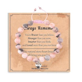 Natural Stone Healing Crystal Bracelets, Adjustable Pink Beads Bracelet Gifts for Women Teenage Girls, Birthday Yoga Meditation Gifts, Friendship Bracelet for Girls Womens, Unique Jewellery Presents