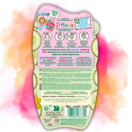 7th Heaven Cucumber Peel Off Face Mask with Hyaluronic Acid, Pack of 6 - Plump and Firm - All Skin Types
