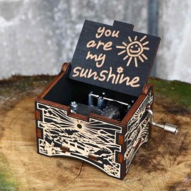 Unbranded YOU ARE MY SUNSHINE Laser Engraved Retro 'Mini' Hand-Crank Music Box- Portable-