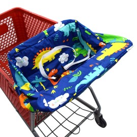 Shopping Cart Cover | High Chair and Grocery Cart Cover for Babies, Kids, Infants (Navy Blue Dinosaur)
