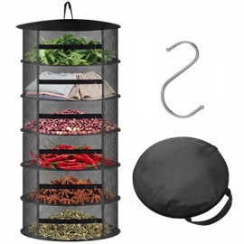 Vesici 6 Layer Camping Drying Rack, 23.6” x 51” Extra Tall Herb Drying Net with Storage Bag, Outdoor Hanging Foldable Mesh Organizer for Herbs, Flowers, Clothing & Food