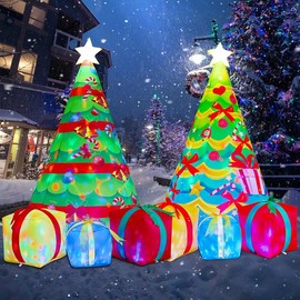 Bow Christmas Tree Inflatables 7 FT with Built-in LEDs for Outdoor Decorations Ornaments christmas  2024 - Color: 7FT(A)Christmas tree