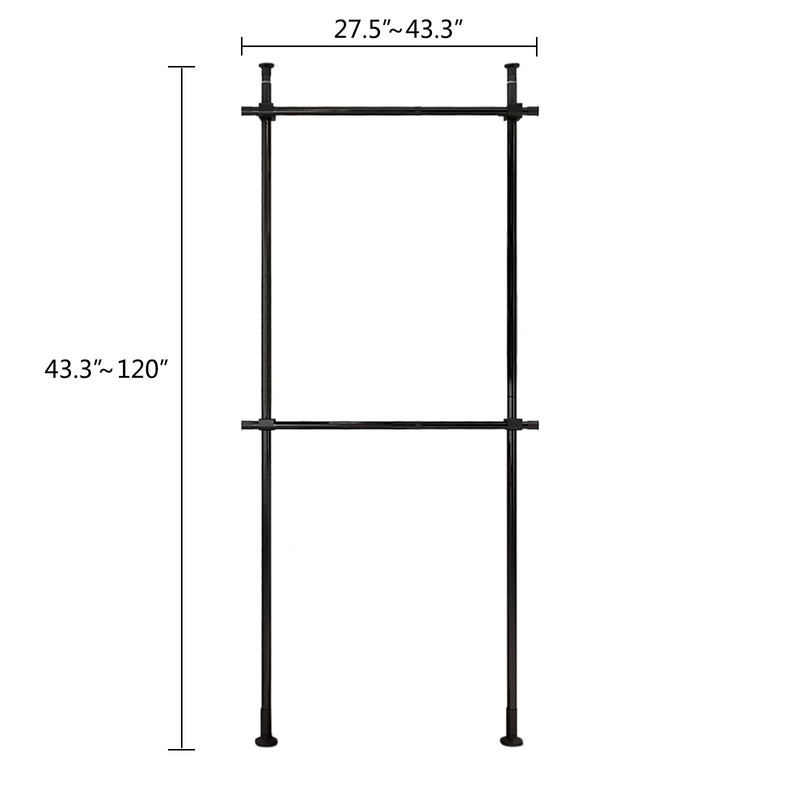 Industrial Pipe Clothes Rack, 2 Tier Clothing Rack with Shelves,