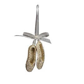 Gisela Graham gold glitter ballet shoes tied with ribbon - christmas tree decoration
