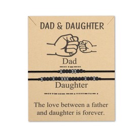 LQRI Dad and Daughter Matching Morse Code Bracelets Father Daughter Gift The Love Between A Father and Daughter Is Forever (Dad and Daughter)