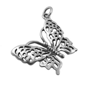 The Mexican Collection Large Solid 925 Sterling Silver Butterfly Pendant Hand,ade Jewellery