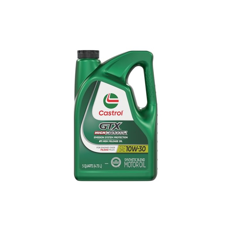 Castrol GTX High Mileage 10W-30 Synthetic Blend Motor Oil, 5