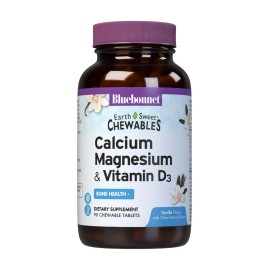 Bluebonnet Calcium Magnesium Vitamin D3 Chewable Lozenges 90 Count Vegan Glut...
