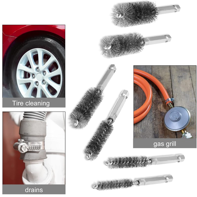 WANGCL 6 Pieces Wire Brush Drill Bore Cleaning Brush Set