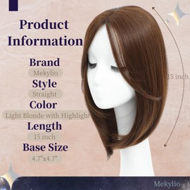 Mekylio Hair Toppers for Women clip in bangs Large Base Toppers for Women with Thinning Hair Clip Ins Fake Bangs Perfect Solution for Thinning-hair and Stylish Upgrade (Light Brown)