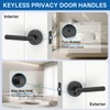 Amerdeco 4 Pack Matte Black Door Handles Interior,Knurled Privacy Door