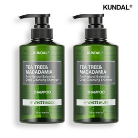 Kundal Tea Tree & Macadamia Deep Cleansing Oily Shampoo 500ml x 2 - White Musk x 2 / 쿤달 티트리 앤 마카다미아 딥 클렌징 지성샴푸 500ml 2개 - 화이트머스크 2개