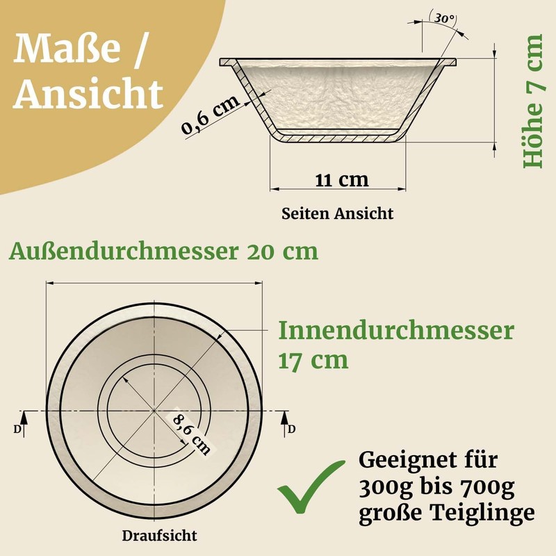 Bäckerei Spiegelhauer Proofing Basket Set Round 500 g + Long