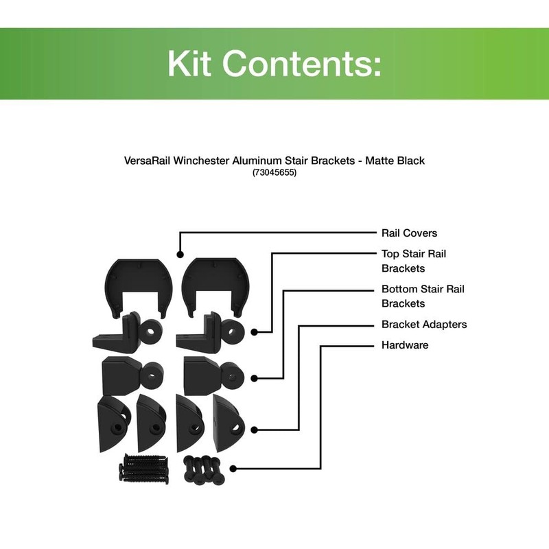 VersaRail Winchester Aluminum Rail Stair Bracket Kit, Matte Black