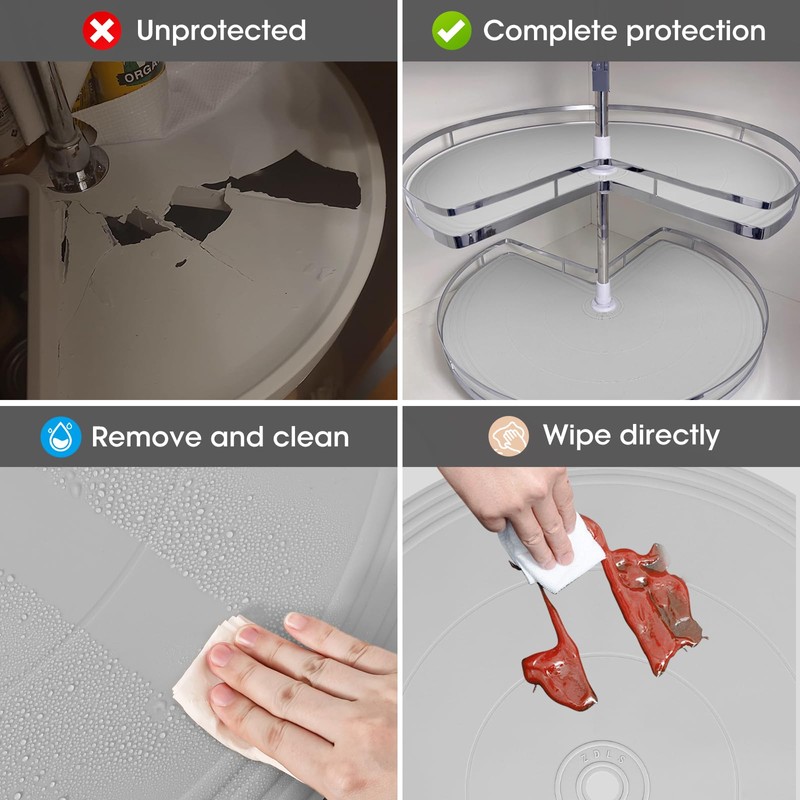 ZDLS Lazy Susan Shelf Liner,Silicone Lazy Susan Liners for Kitchen