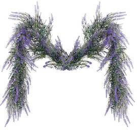 MAKHOT - Guirnalda artificial de lavanda morada de 6 pies, para primavera, verano, todo el año, lavanda, color morado oscuro, decoraciones de corona verde, para mesa, hogar, boda, manto, arco, porche