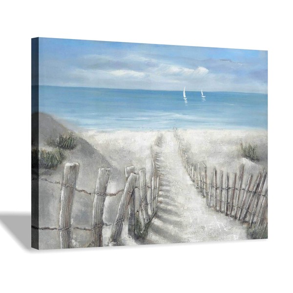 Beach Pathway Canvas Print Artwork: Coastal Ocean Picture Canvas Wall