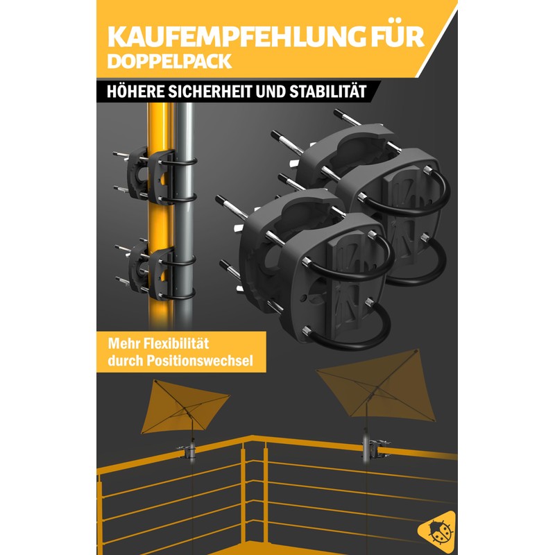 Menz Parasol Holder Balcony Railing - Solid Umbrella Holder Balcony