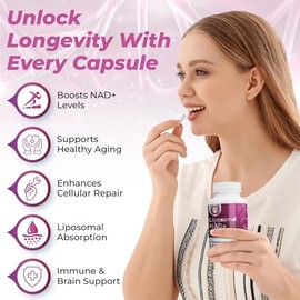 Pure NAD Resveratrol y TMG, 2000 mg, fórmula avanzada 3 en 1, apoyo inmunológico y energético, piel y salud general, 60 cápsulas