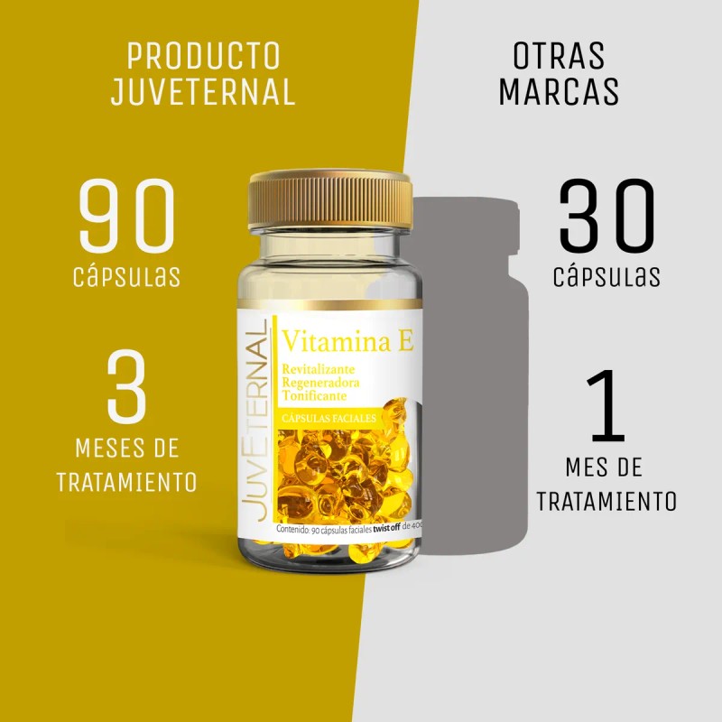 Juveternal Cápsulas Faciales Vitamina E Paquete 3 Pzas 90c/u