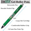 [24 Pens - Green Ink] Think2 Retractable Gel Pens. (24