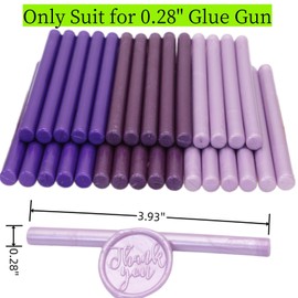 Wax Seal Sticks, Atopbb Purple 30 Pcs Glue Gun Wax Sealing Sticks for Wax Seal Stamp, 3 Colors Sealing Wax Sticks Set for 0.28'' Glue Gun Wax Sealing Sticks (Purple)