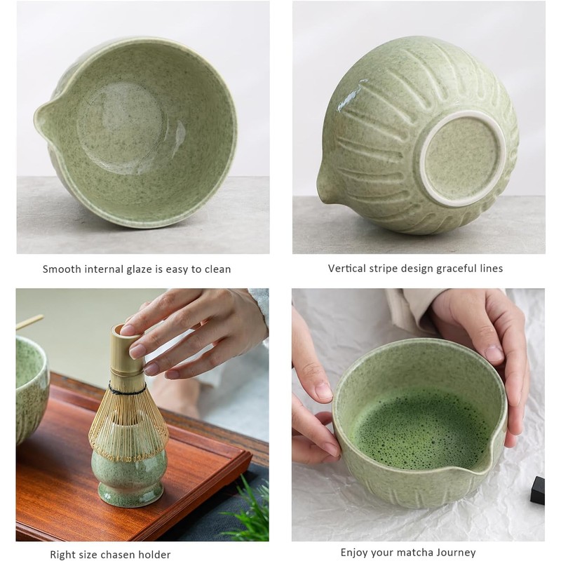 Maedery Matcha Set,4PCS Exquisite Matcha Tea Set,Match Bowl with Spout