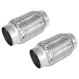 MXA 2.5 Flex Exhaust Pipe, Flexible Exhaust Tubing, Stainless Steel Exhaust 2 1/2 Flexi Pipe, Extension Tube Exhaust Mid Pipes,Universal Fit Double Braid 2 Pack (2.5" x3.35"x5.9")