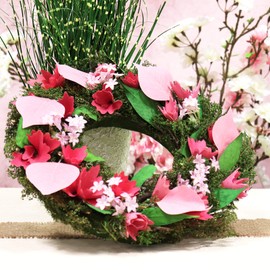 com-four® Decorative Easter Flower Wreath with Hanger for the Table or the Door