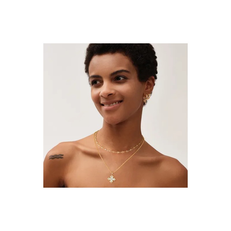 Collar Vowstone Estrella Mujer Cadena Chapado Oro 18k