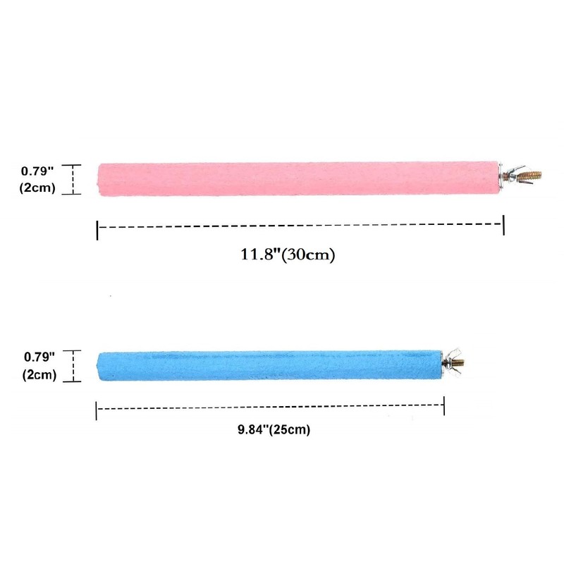 Bird Cage Perch Parrot Sand-Surface Stand 2Pack Grinding Wood Stick