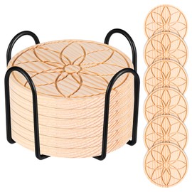 Coasters Set of 6 for Drinks Coffee Bar Accessories Absorbent Wooden Coaster Sets of 6 for Coffee Tabletop Housewarming Gifts Home Decor Non-Slip Non-Stick 4 inches