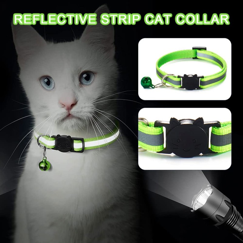 4 Pcs Cat Collars Safe Reflective Cat Collars with Bells