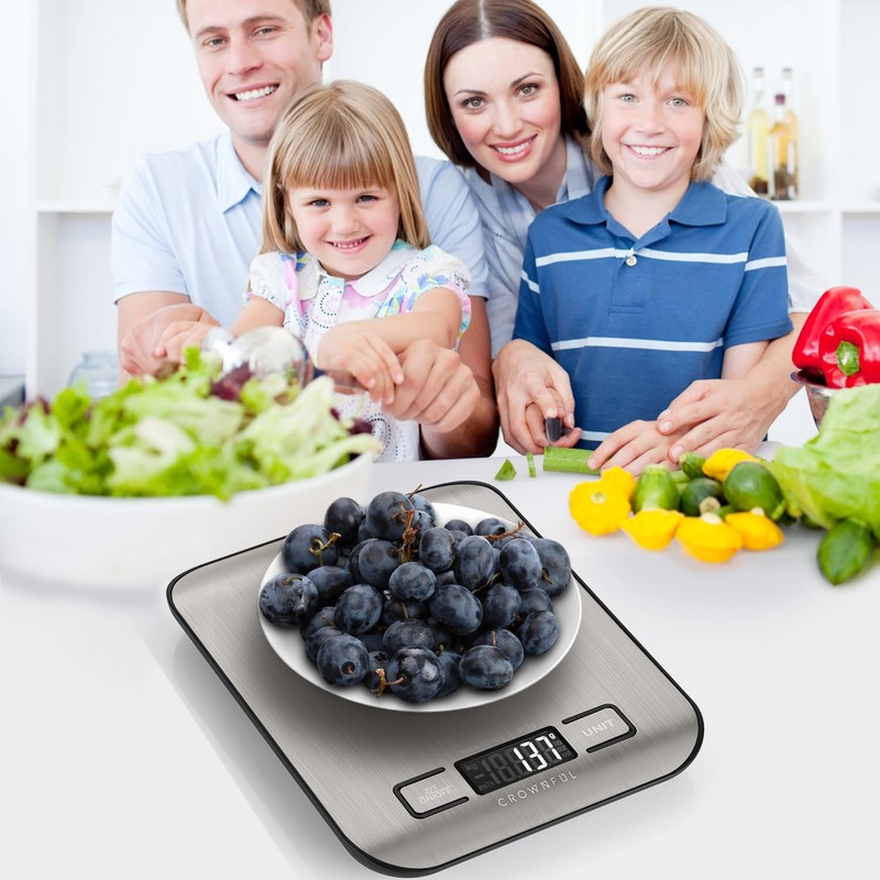 CROWNFUL Food Scale, 11 lb Digital Kitchen Scales with Built-in
