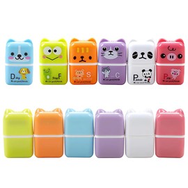 Cartoon Roller Eraser, 12 Pieces Cute Cartoon Eraser Cube Animal Eraser Pencil Rubber Eraser Children's Eraser with Shaving Roller for School Office Supplies Stationery