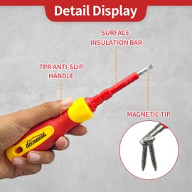Insulated Screwdriver, HOUSERAN 26 Pcs Screwdriver Set, Magnetic Tip Electrician Tools Kit with Case, 1000V, Screw Driver with Interchangeable Blades, Electrical Screwdriver for Men Household Repair