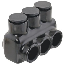 NSI Industries Polaris Black IPL3/0-3B Insulated Multi-tap Connector - 3-Port Single-Sided Entry for 3/0-6 AWG Wire Range - Dry Locations - Dual-rated for cooper and/or aluminum - 1.6-inch width, 1.8-inch height, 2.63-inch length - Hex size 5/16-inch