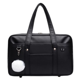 [SCHOOL HERO] Sukuba School Bag, Stylish Large Capacity PU Leather Bag, Black, Brown, Shoulder Boston Bag, Girls, High School Students, JK Uniform, Bag, PU Large Capacity, School Commute, Black