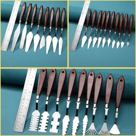 Lasnten 27 Pcs Palette Knife Set Stainless Steel Painting Knife Set Wood Handle Paint Spatula Color Mixing Acrylic Paint Tools for Canvas Oil Acrylic Paint Mixing and Texturing (Classic)