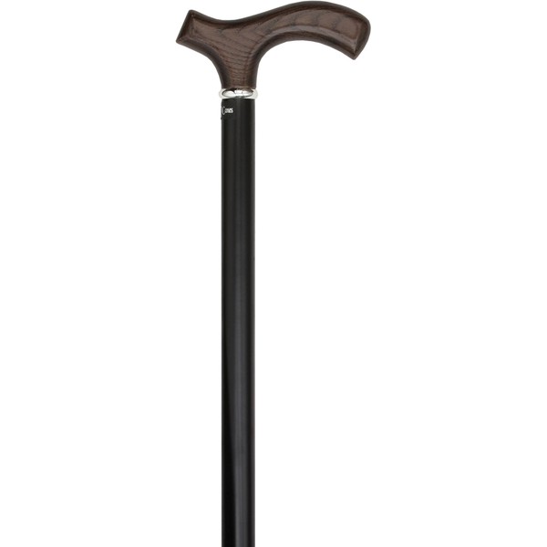 Black Ash Fritz Walking Cane with Black Beechwood Shaft and Silver Collar