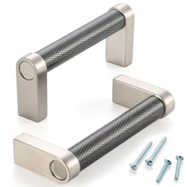 ASKANO 10 Pack 3 Inch Knurled Black and Nickel Cabinet Pulls Matte Black and Brushed Nickel Cabinet Handles AP1311 Knurled Kitchen Hardware for Cabinets Drawers Dresser Cupboard Bedroom Bathroom