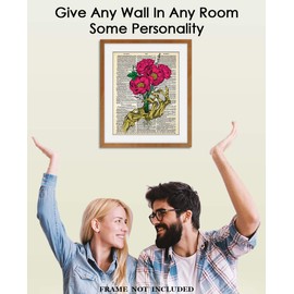 Vintage Flower Poster Art Prints with Skeletal Hand - 8x10 Unframed Anatomy Art and Flower Prints For Home, Office, Dorm and Goth Room Decor - Creative Gift Idea for Doctors, Nurses, Medical Students