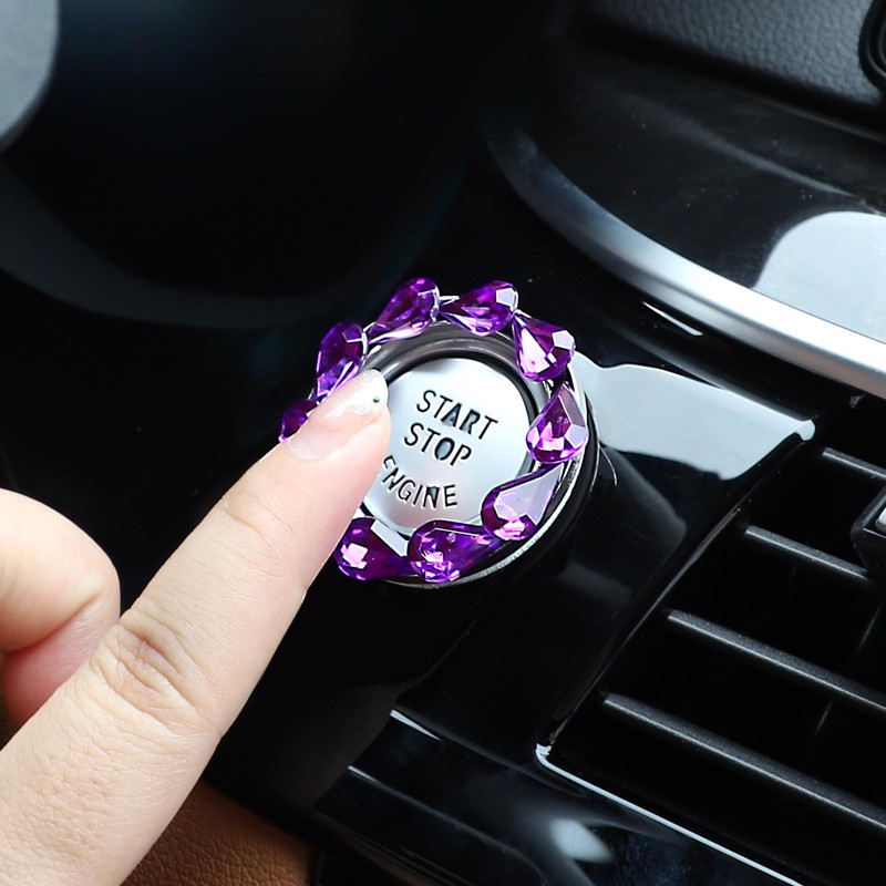 TOMALL Bling Car Engine Start Button Cover Bling Interior Crystal