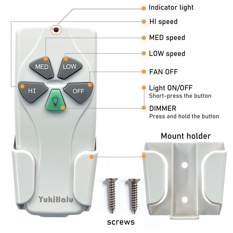 YukiHalu Universal Ceiling Fan Remote Control Kit, 3 Fan Speeds
