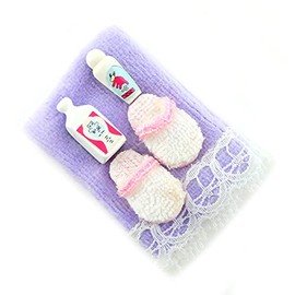 Puppenhaus Handtuch Hausschuhe & Bubble Bad Miniatur-Badezimmer Schlafzimmer Zubehör