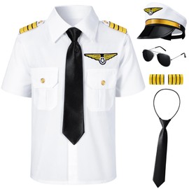Yoroka Kids Pilot Costume Airline Captain Pilot Uniform with Accessories-150 White