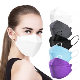 akgk KN95 Face Masks 100 Pack, Individually Wrapped, 5-Ply Disposable Multicolor Face Mask Against PM 2.5 Smoke and Dust