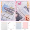 Girls Sticker Notebook, Removable, Transparent, Mini Binder, 3 Holes, Button